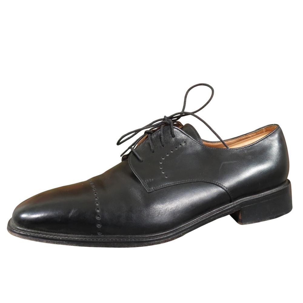 Pronto Uomo Men 11 Black Leather‎ Cap Toe Oxford Dress Shoe Classic Lace-Up